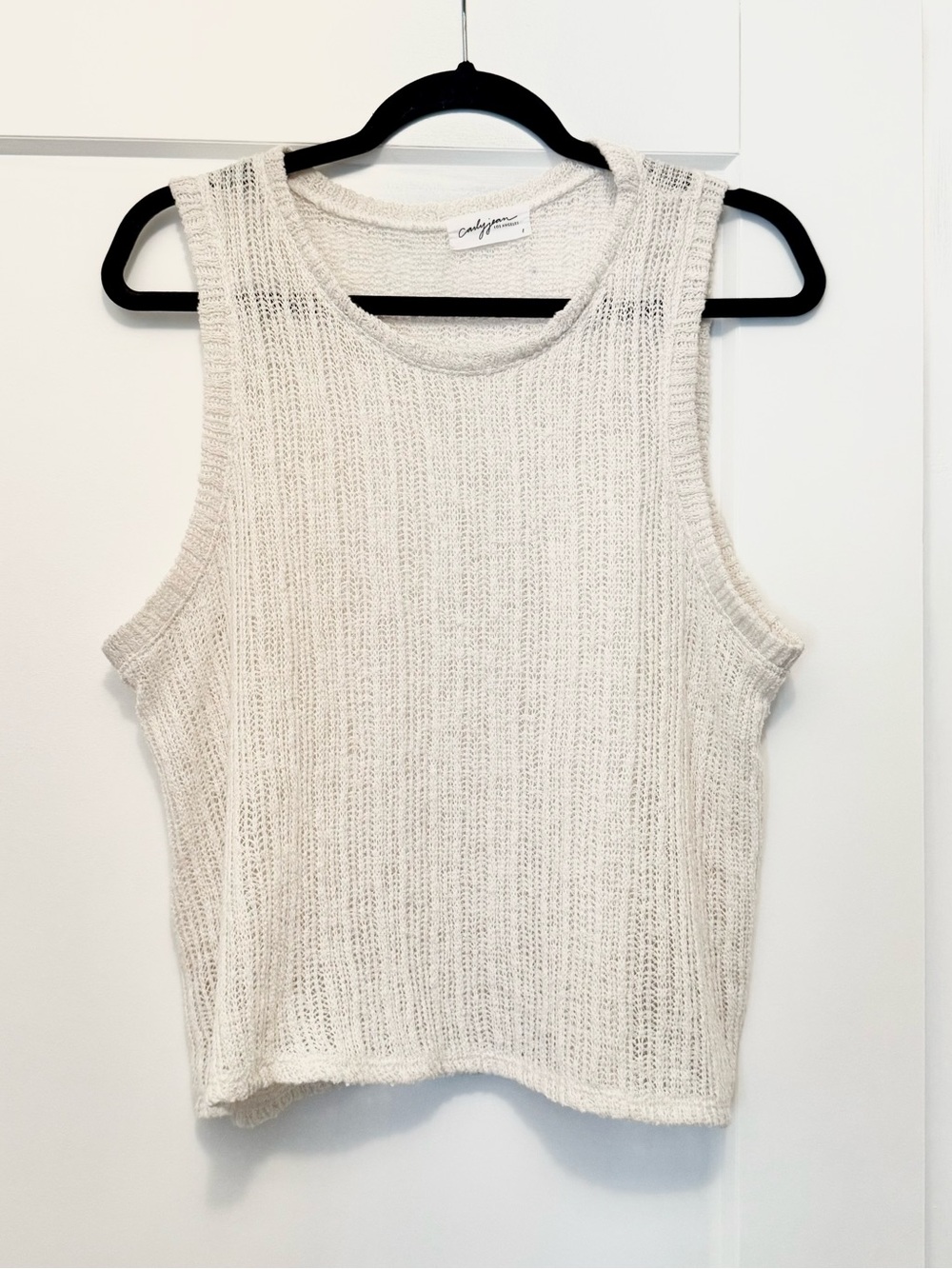 Carly Jean Los Angeles White Knit Sleeveless Tank Top